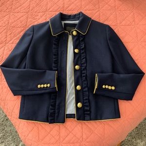 J Crew Navy Blazer with Gold trim